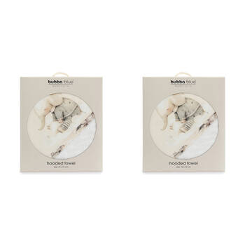 2PK Bubba Blue Children's Elephant Bedtime Hooded Towel Soft 75x75cm