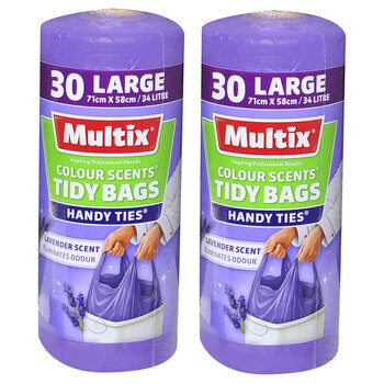 2x 30pc Multix Lavender Scent Tidy Bags Large 34 Litre 71 x 58cm