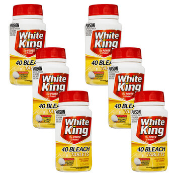 6x 40pc White King Fizzing Bleach Cleaning Tablets Lemon