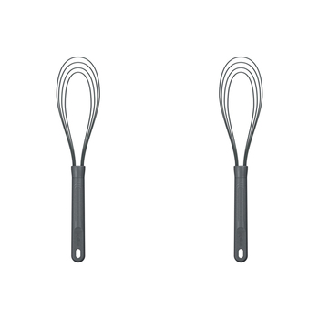 2PK Zyliss Flat Whisk Silicone/Nylon Cooking Utensil 30cm - Grey