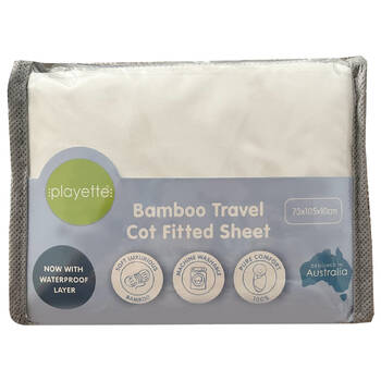 Playette 200TC Bamboo Cotton Travel Cot Fitted Sheet Baby Bed White