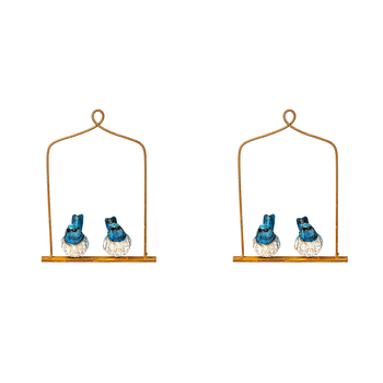 2x Garden Polyresin 21.5cm Hanging Fairy Wrens on Hanger Outdoor Decor