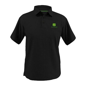 John Deere Size Large Mens Polo Shirt w/ Logo - Black 
