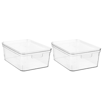 2PK Boxsweden Crystal 36x14cm Storage Container w/ Lid Medium - Clear