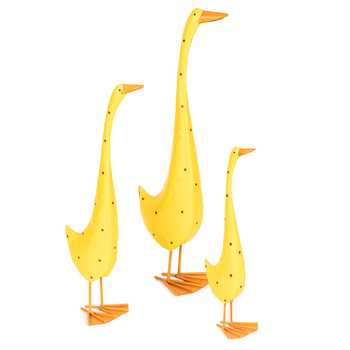 3pc Tall Ducks Garden Decor Set Yellow