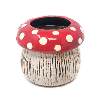 Mushroom 15cm Planter Pot Plant Holder Garden Decor Large - Red