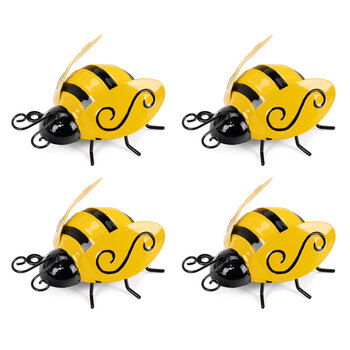4x Garden 10cm Bee Insect Ornament Sculpture Decor Small - Yellow