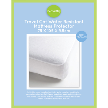 Playette Terry Towelling 105cm Soft Mattress Protector - White