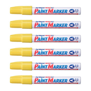 12PK Artline 400 Permanent Paint Marker 2.3mm Bullet Nib - Yellow