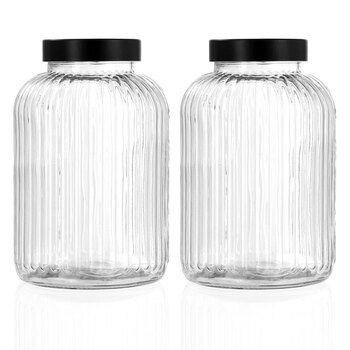 2PK Lemon and Lime Brooklyn 5L/26cm Glass Jar w/ Lid - Clear
