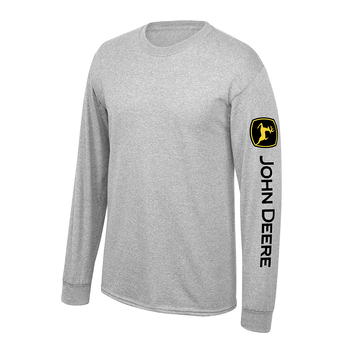 John Deere Mens/Unisex Size S Oxford Long Sleeve Tee T-Shirt Grey 