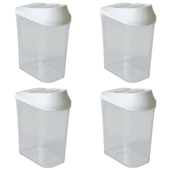 4PK Homeleisure Store & Pour Plastic 750ml Container Clear/White 