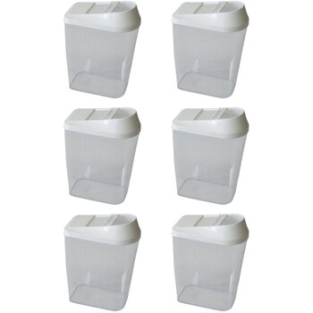 6PK Homeleisure Store & Pour Plastic 1.5L Container Clear/White  Storage