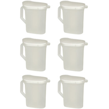 6PK Homeleisure Plastic 2.5L Jug Flip Top Container Clear/White  Storage