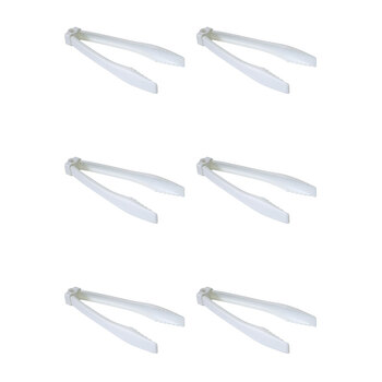6PK Homeleisure Plastic Kitchen Tongs Non-Stick White  Utensils