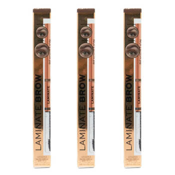 3PK Revolution Laminate Brow Gel 2ml Medium Brown Eye Makeup Cosmetics