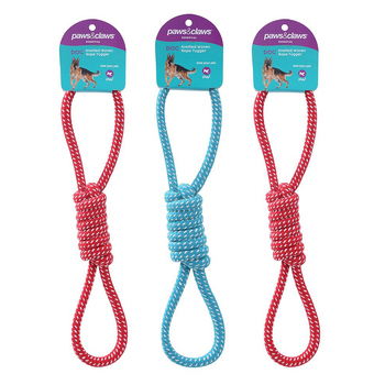 3PK Paws & Claws 31/41/48cm Knotted Woven Rope Tuggers Dog Toy - Assorted