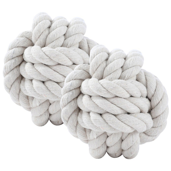 2PK Paws & Claws 7.5cm Eco Rope Knotted Ball Pet Chew Pet/Dog Toy - White