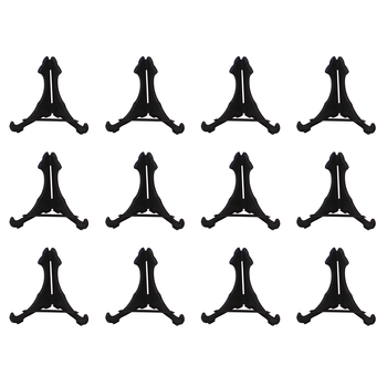 12PK 2pc Homeleisure Plastic Plate Holder Display 112mm Black 