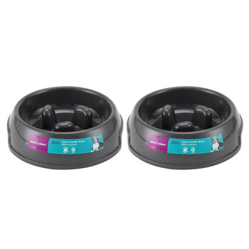 2PK Paws & Claws Slow Feeder Pet Dog Bowl 18.5x14x5cm 