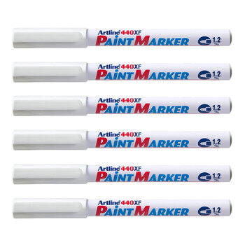 12PK Artline 440 Permanent Paint Marker 1.2mm Bullet Nib - White