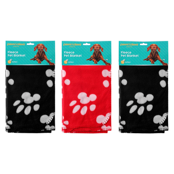 3PK Paws & Claws Fleece Dog/Cat 70x70cm Blanket - Assorted