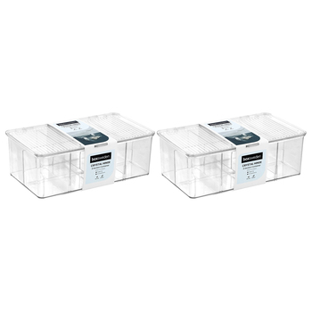 2PK Boxsweden 27.5x17cm Crystal Hinged 8-Section Container - Clear
