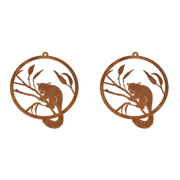 2x Brushtail Possum Single Ring Outdoor Hanging Ornament Yard Garden Decor