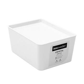 Boxsweden 17.5x13cm Crystal Container w/ Lid - White 
