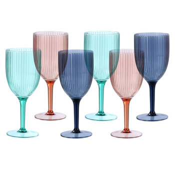 6PK Lemon & Lime Palm Deco 400ml Wine Goblet Assorted