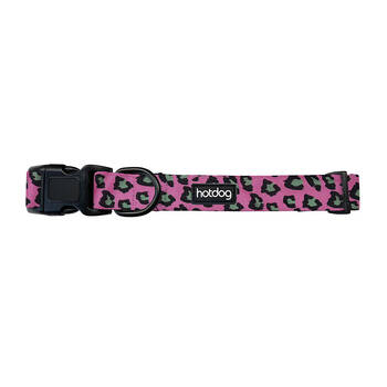 Annabel Trends Hot Dog Adjustable Dog Collar Pink Ocelot Large