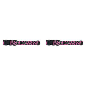 2PK Annabel Trends Hot Dog Adjustable Dog Collar Pink Ocelot Small