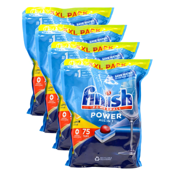 4x 75pc Finish Powerball Dishwashing Tablets Power All In 1 Lemon Sparkle