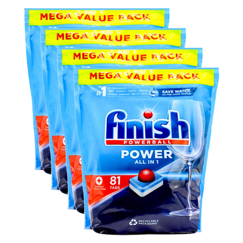 4x 81pc Finish Powerball Dishwashing Tablets Power All In 1 Mega Value Pack