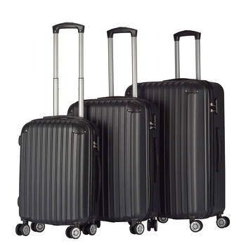 3pc Milano Slim Line Travel Luggage/Suitcase Set - Black