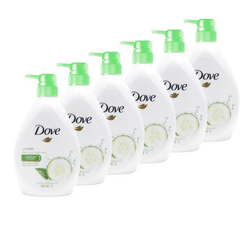 6PK Dove Aqua Body Wash Go Fresh Touch & Green Tea 1L Moisturiser