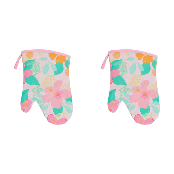 2PK Annabel Trends Linen Single Oven Mitt 18x26cm - Hibiscus