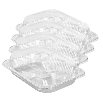4PK Lemon & Lime Foil Tray Large w/ Plastic Lid 45 x 34 x 6.5cm