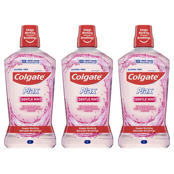 3PK Colgate Plax Mouthwash Gentle Care Mint 1L