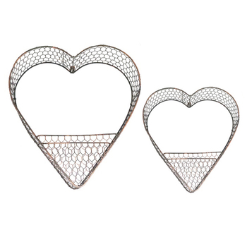 2pc Basket Heart Wall Garden Décor Set