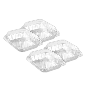 4x 3pc Lemon & Lime 31.5x5.5cm Baking Foil Tray Rectangle w/ Plastic Lid