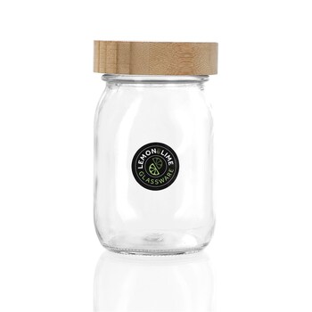 Lemon and Lime 550ml/13.5cm Glass Jar w/ Bamboo Lid - Clear