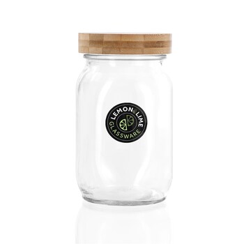 Lemon and Lime 1000ml/17.5cm Glass Jar w/ Bamboo Lid - Clear