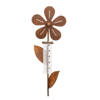 Simple Flower Stake w/Rain Gauge Garden Decor