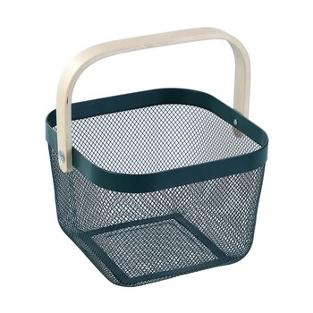 Boxsweden 25cm Mesh Basket Storage w/ Birch Wood Handle - Assorted