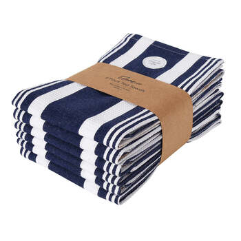 6PK J.Elliot Home Eleanor 50x70cm Cotton Tea Towel - Navy