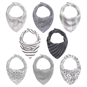 8pc The Peanutshell Cotton Bandana Baby Feeding Bib Set Greys