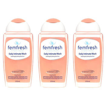 3PK Femfresh Wash Daily Intimate Hygiene Feminine Care 250ml Calming Aloe Vera