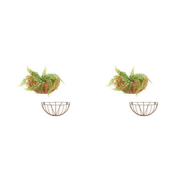 2PK Metal Wall Hanging Garden/Patio Basket Half 40x20cm - Rust