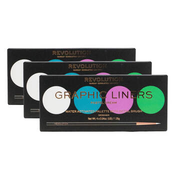 3PK Revolution Water Activated Eye Shadow Palette w/ Brush 1.35g Pastel Dream